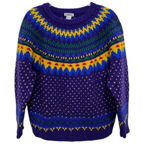 1315 Gallagher Vintage 80's 100% Wool Fair Isle Pullover Sweater Sz.M Womens